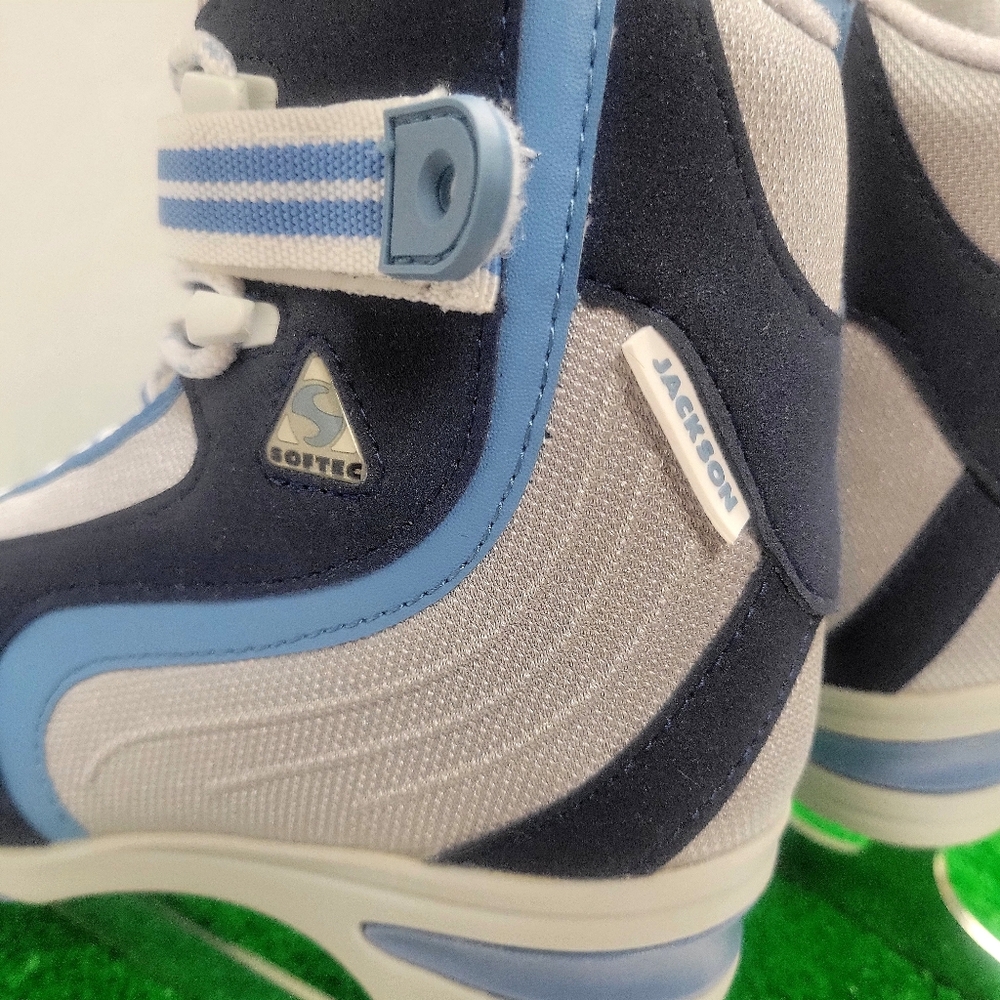 Jackson Skates Softec Ice Figure Navy Gray Size 7 Straps Worn 2xs - Picture 5 of 8